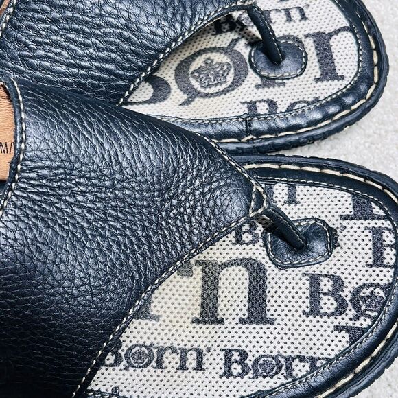 Børn Black Leather Thong Sandals Women 8 EU 39 Excellent Condition Cushion Slide - Picture 6 of 10